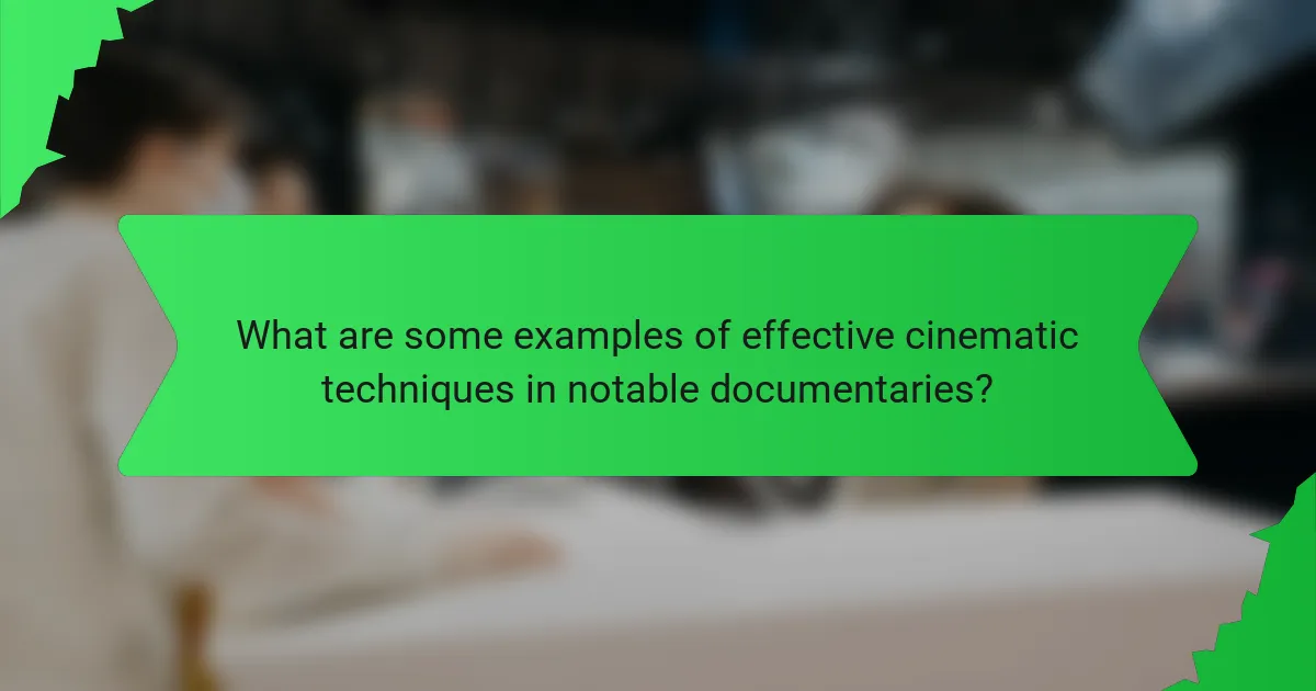 What are some examples of effective cinematic techniques in notable documentaries?
